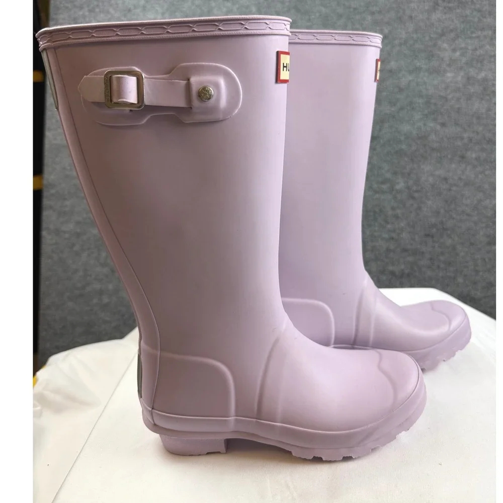 Hunter Orig Tall Rain Boots Lavender Pastel Purple Waterproof Girls Sz 2 Lit Kid